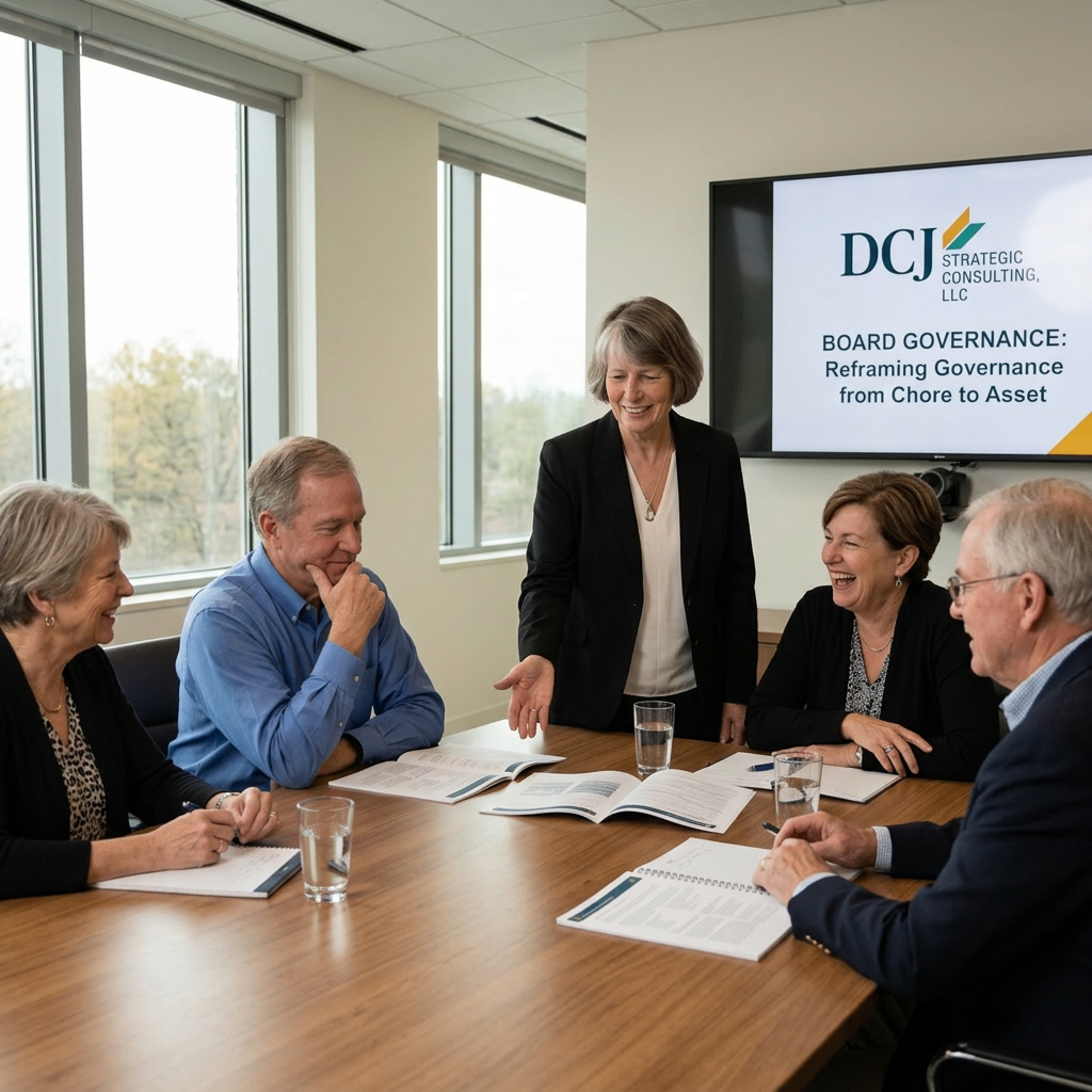 Founder presenting in a boardroom setting
